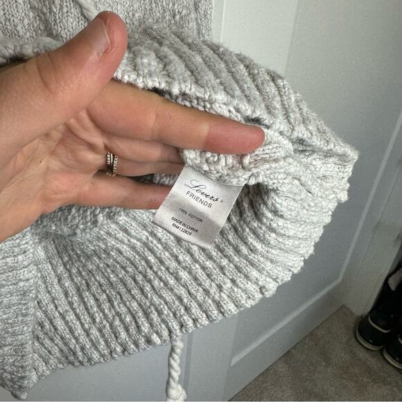 Revolve Lovers + Friends Yacht Grey Rope Lace Up Cotton Sweater Size Small - Picture 6 of 7